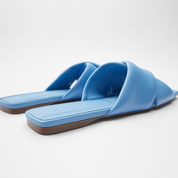 NWOT Padded Flat Leather Zara Sandals - Picture 5 of 10